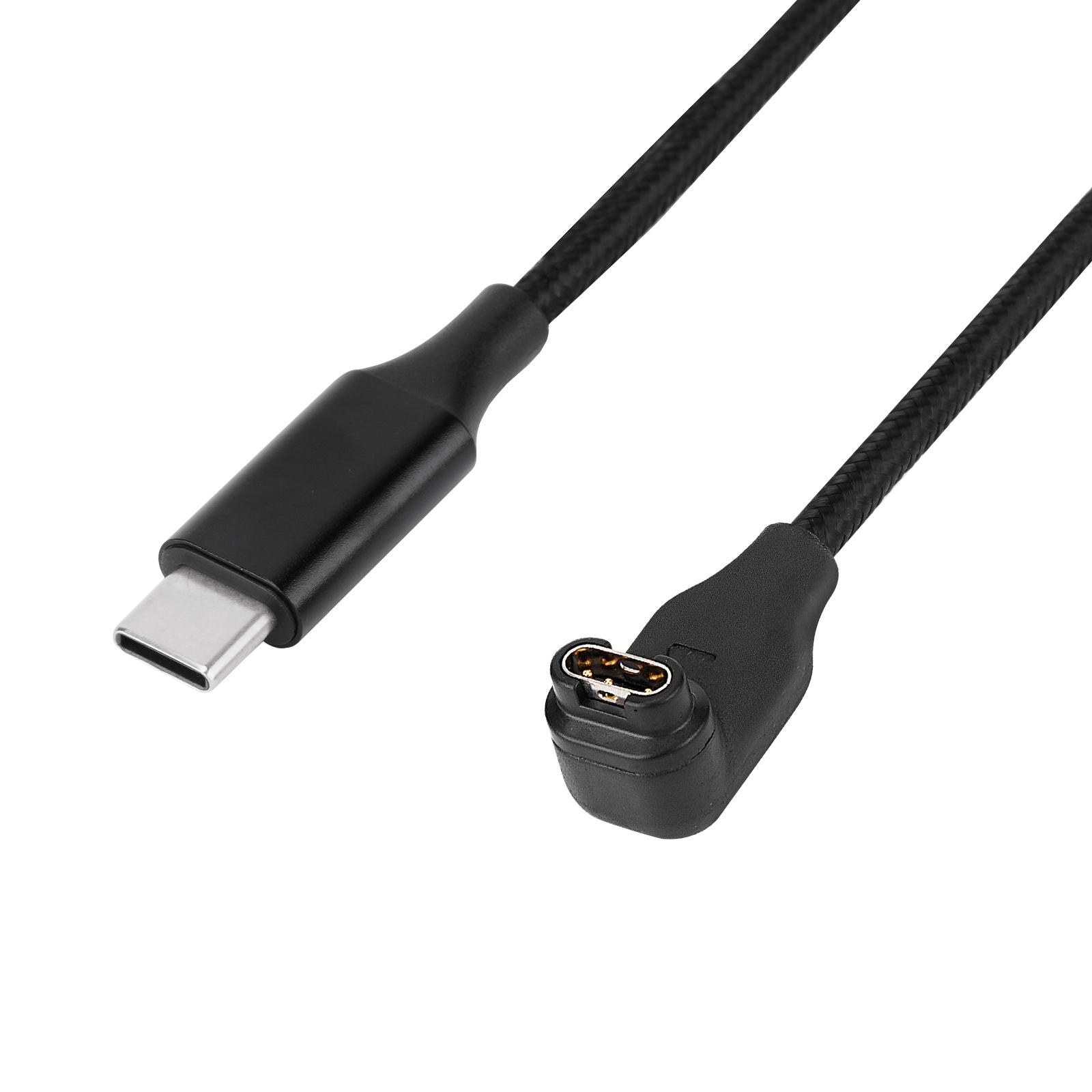 (1m) Garmin Forerunner USB C Charging Nylon Ladekabel - Schwarz
