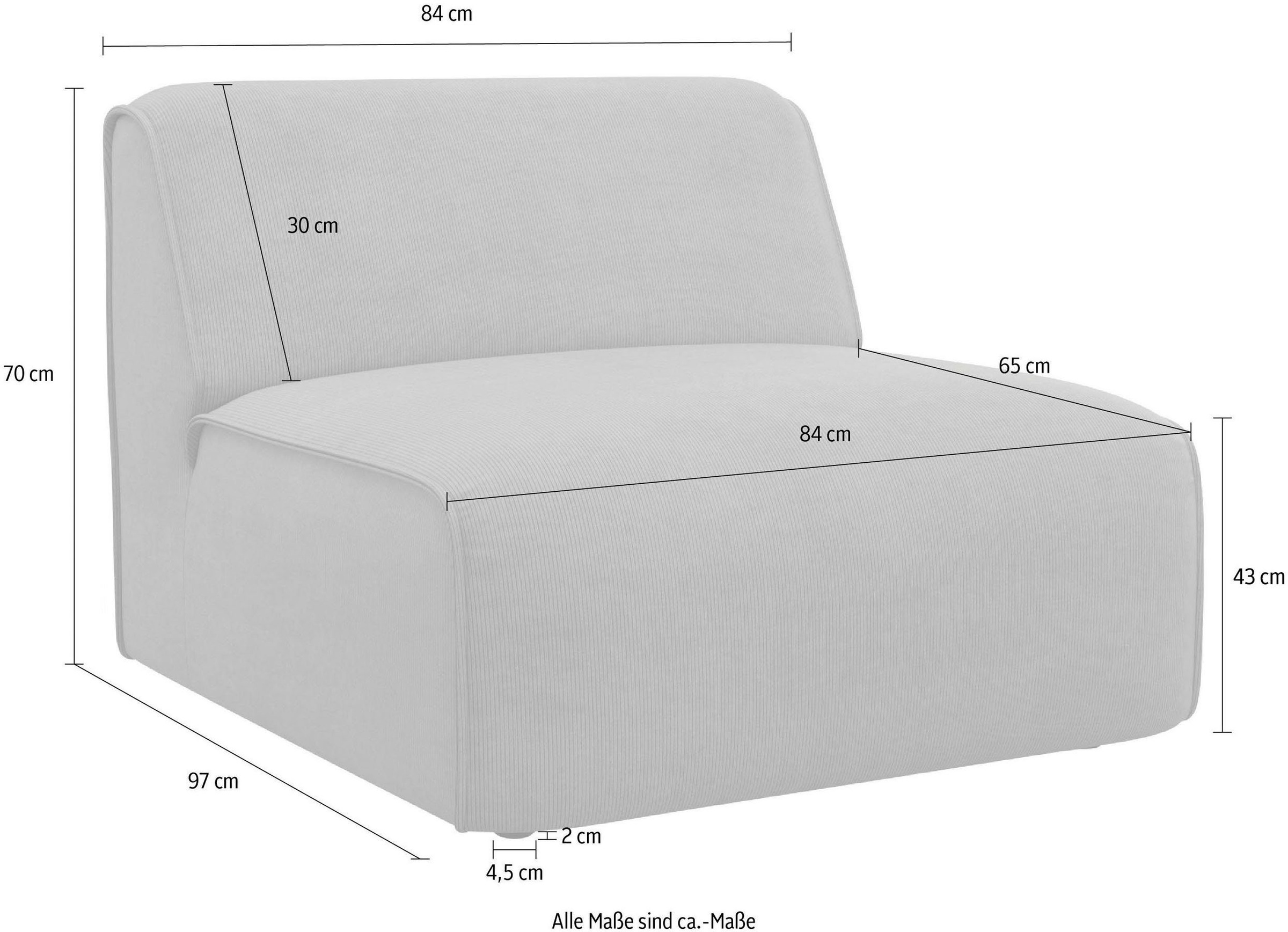 GOODproduct Sessel »Merid Sofa-Mittelelement, Masse B/T/H: 84/97/46 cm« als Modul oder separat verwendbar, für individuelle Zusammenstellung
