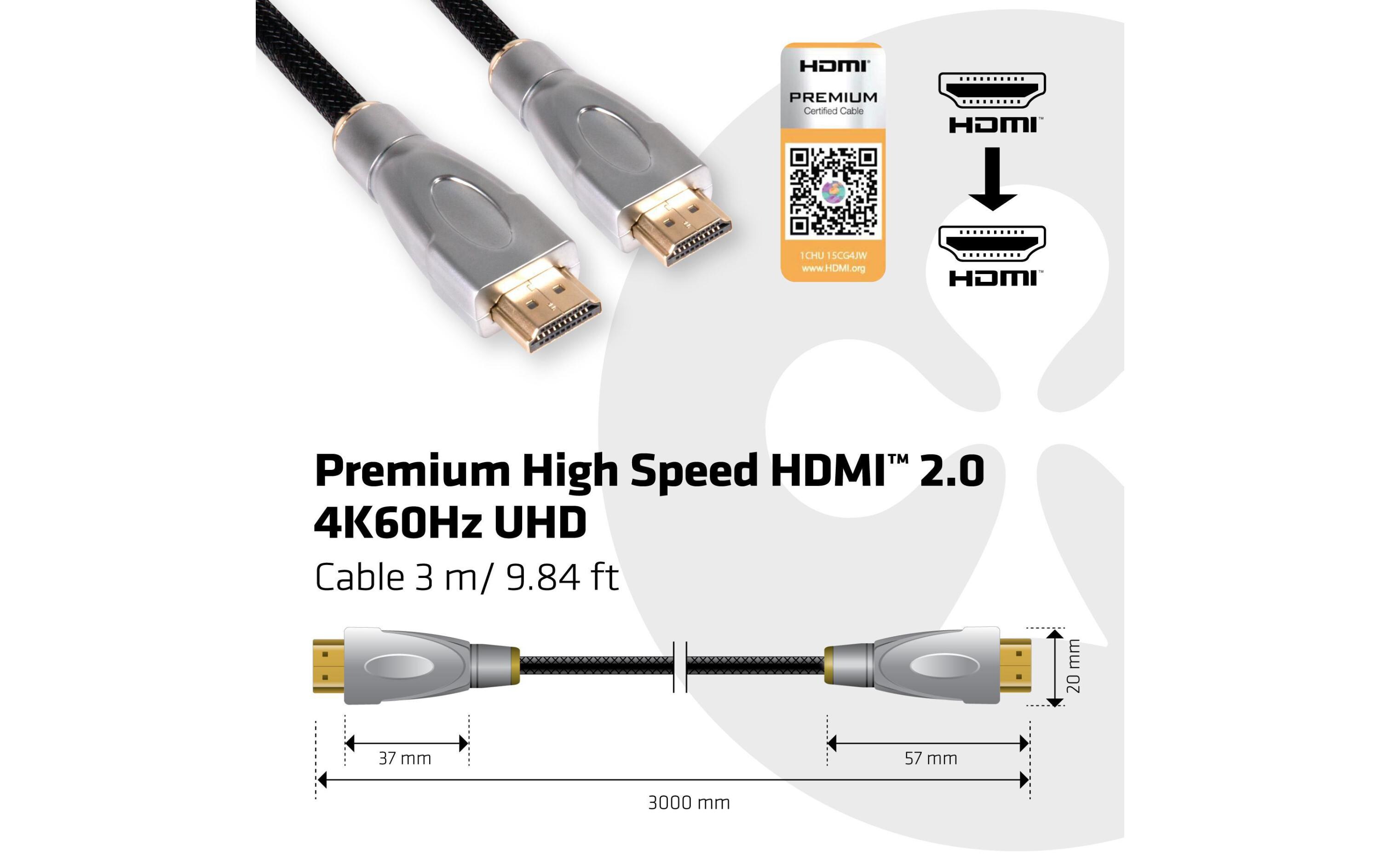 Kabel HDMI 2.0 - HDMI Premium, 3 mPremium High Speed HDMI 2.0 Kabel, 4K60Hz UHD