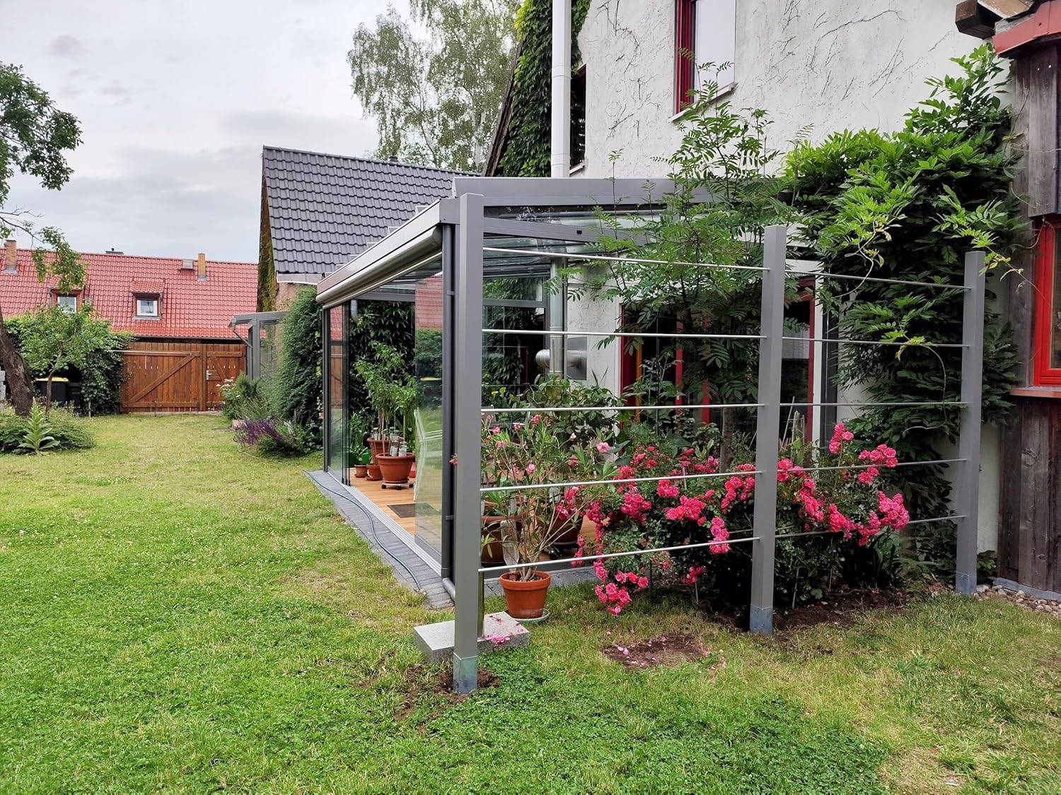 Design Rankhilfe Metall - 160x195cm - Ideale Pflanzen & Perfekter Sichtschutz - Spalier inklusive Befestigungsset - Rankgitter für Garten & Terrasse