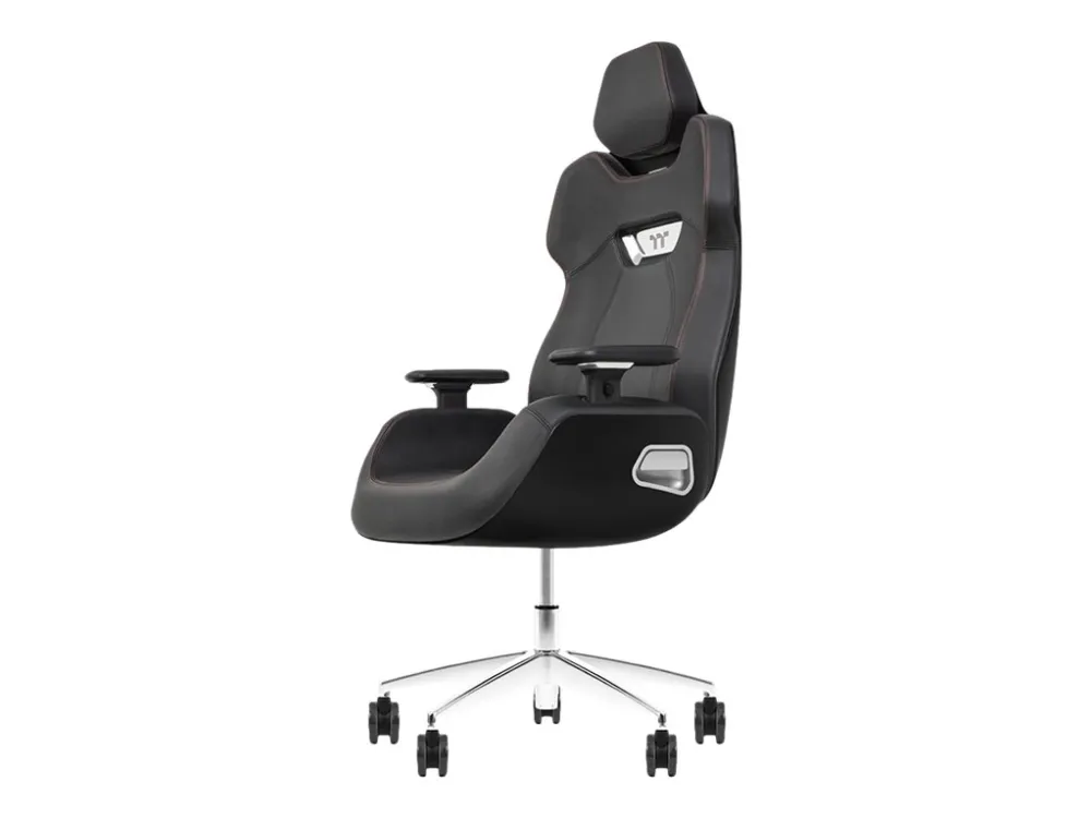 Thermaltake ARGENT E700 - Stol - ergonomisk - høj ryg - armstøtter - T-formet - vippe - drejeled - aluminiumlegering, perforeret læder, højdensistets støbt skum - stormsort