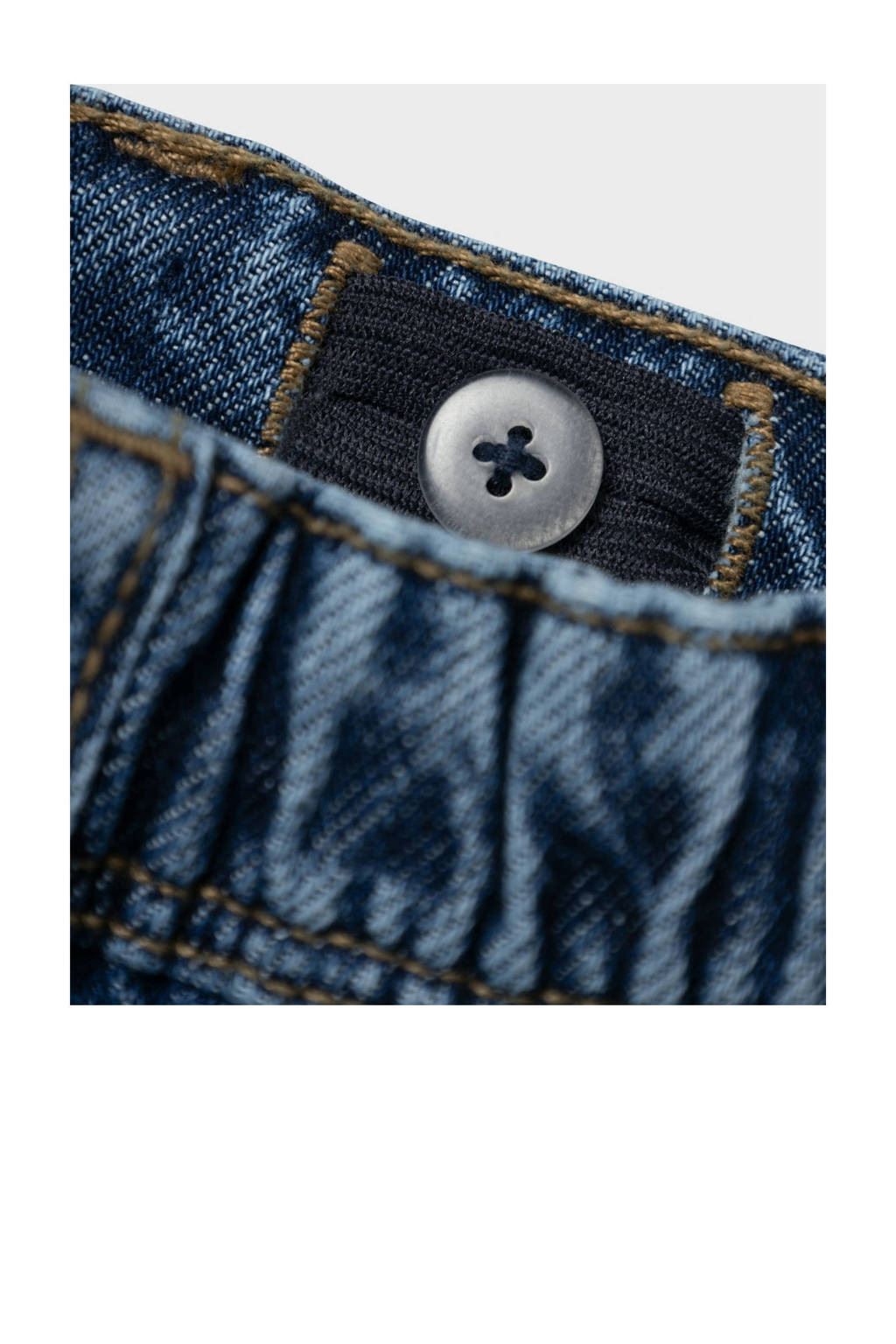 NAME IT tapered fit jeans NMMSILAS met all over print en borduursels dark blue denim