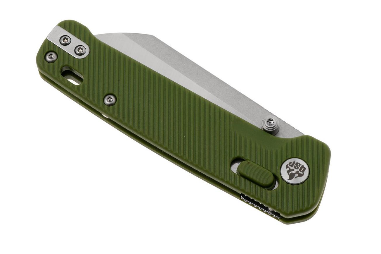 QSP Knife Penguin Glyde QS130GL-B1 Two-Tone 14C28N, Green FRN, zakmes