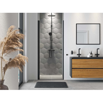Tiger Reverse Meubelset 120 cm met 2 lades Chalet eik / Mat zwart inclusief Quadro wastafel dubbel Mat zwart