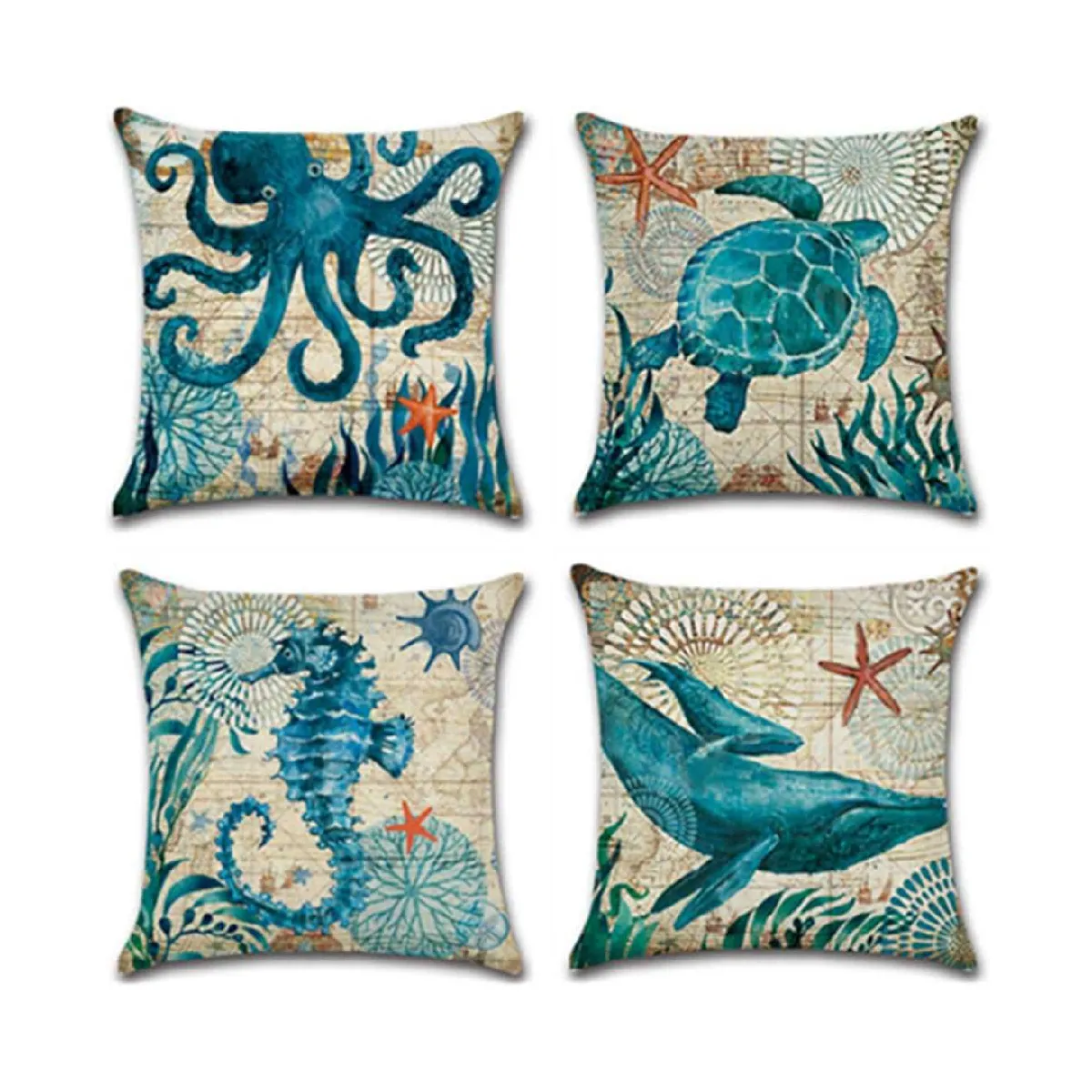 Housse de coussin sous-marin - 4 pièces