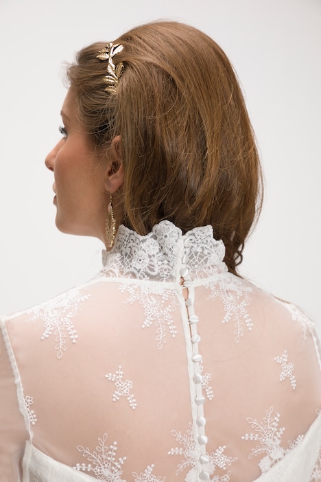 Braut-Dirndl, Spitze, Stehkragen, 3/4-Ärmel, Brautkleid