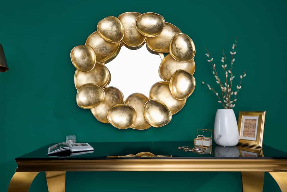 Design Spiegel VARIATION L 73cm gold aus Metall Handarbeit