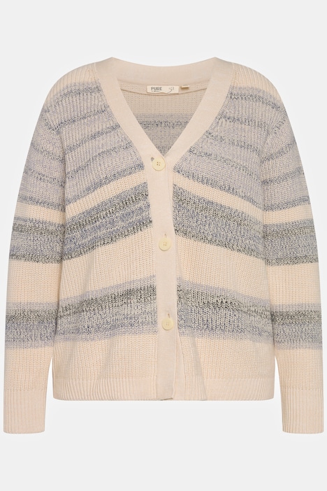 Strickjacke, Patentstrick, V-Ausschnitt, Biobaumwolle