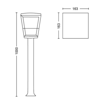 Philips Hue sokkellamp Econic zwart - wit en gekleurd licht 15W - hoog