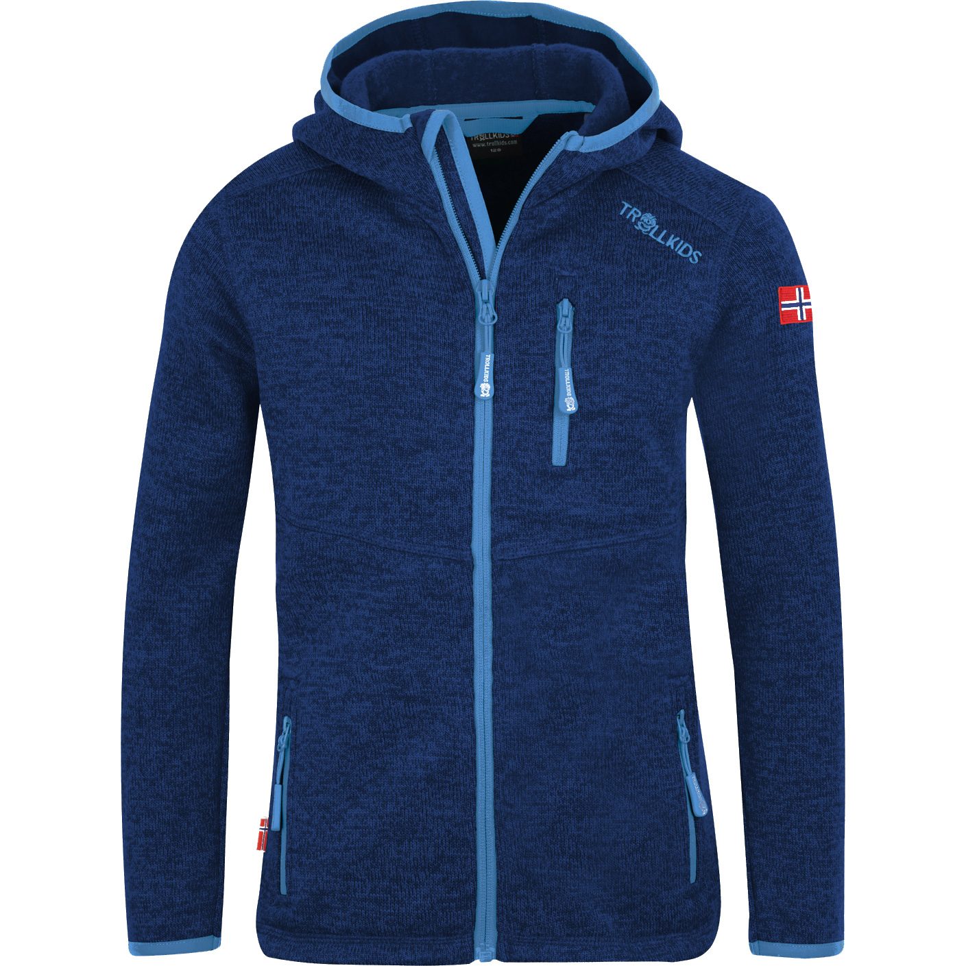 Trollkids Jondalen XT Strickfleece-Kapuzenjacke Kinder french blue