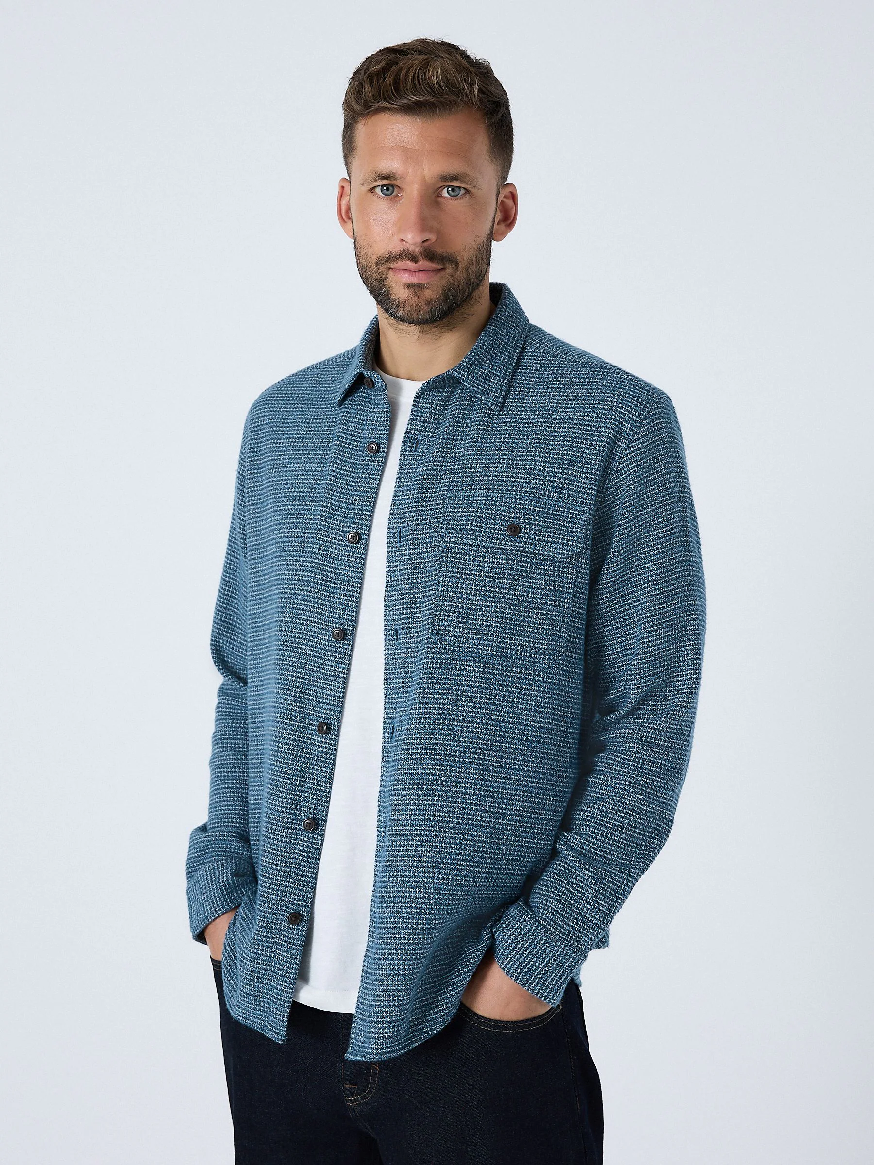 Blauw - Textured Shacket Overshirt