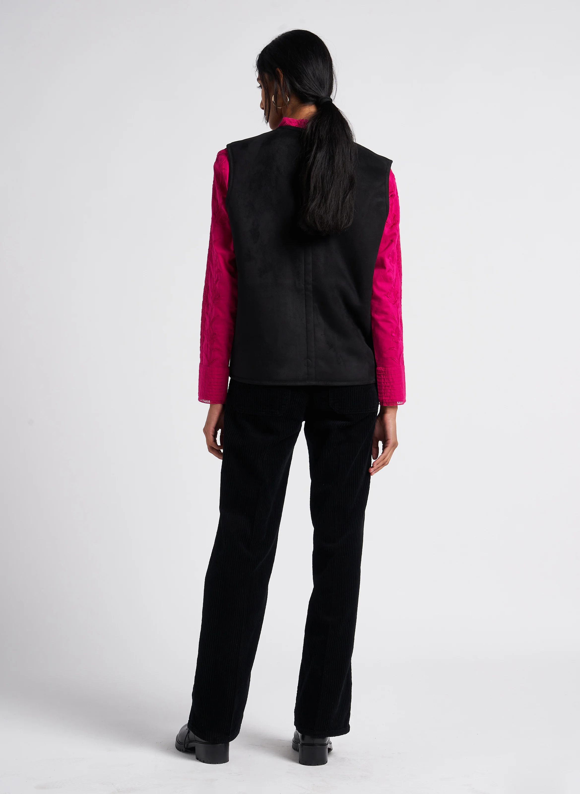 WHAM - Pantalon large en velours côtelé de coton | Noir