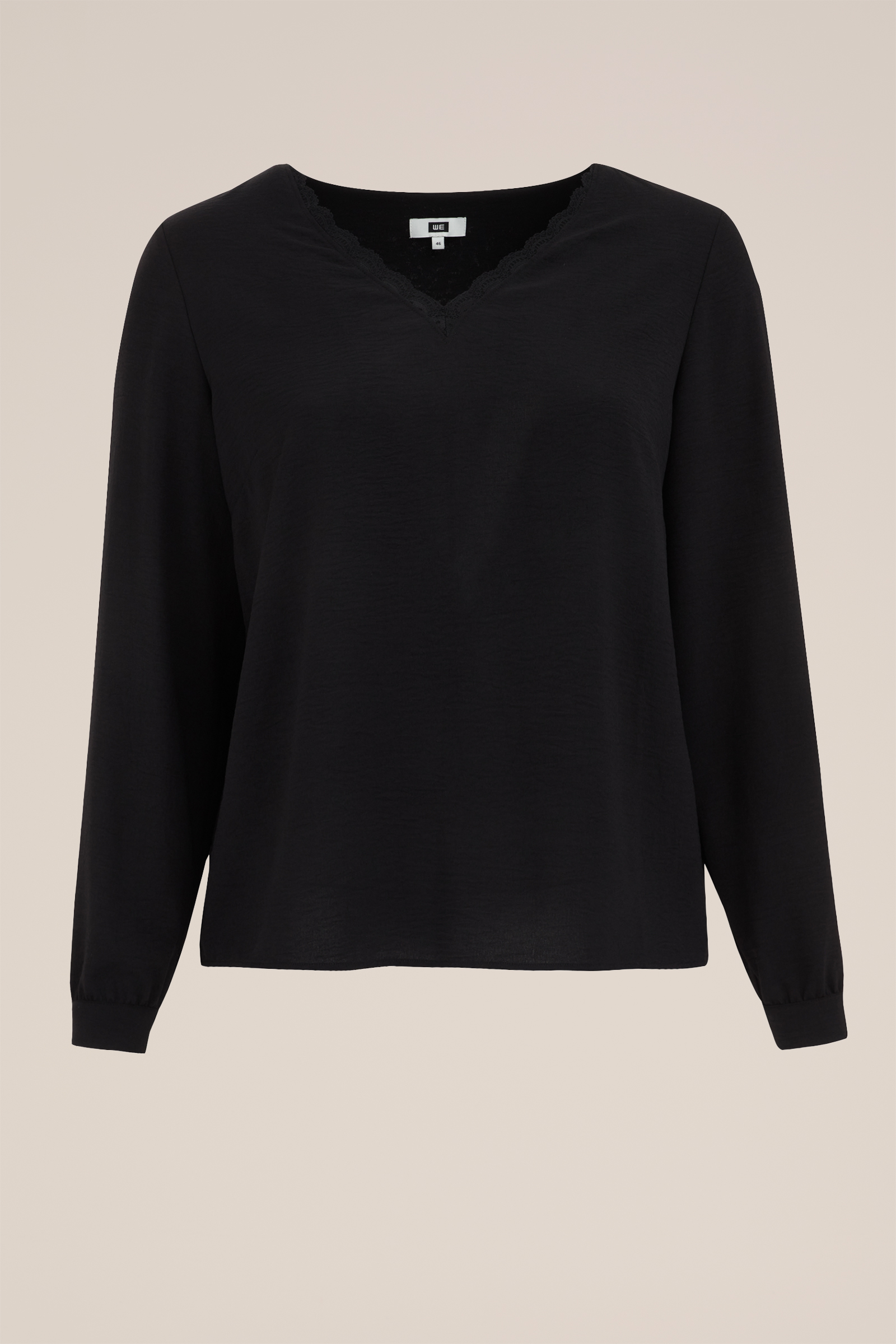 blouse met kant - Curve WE Fashion Zwart