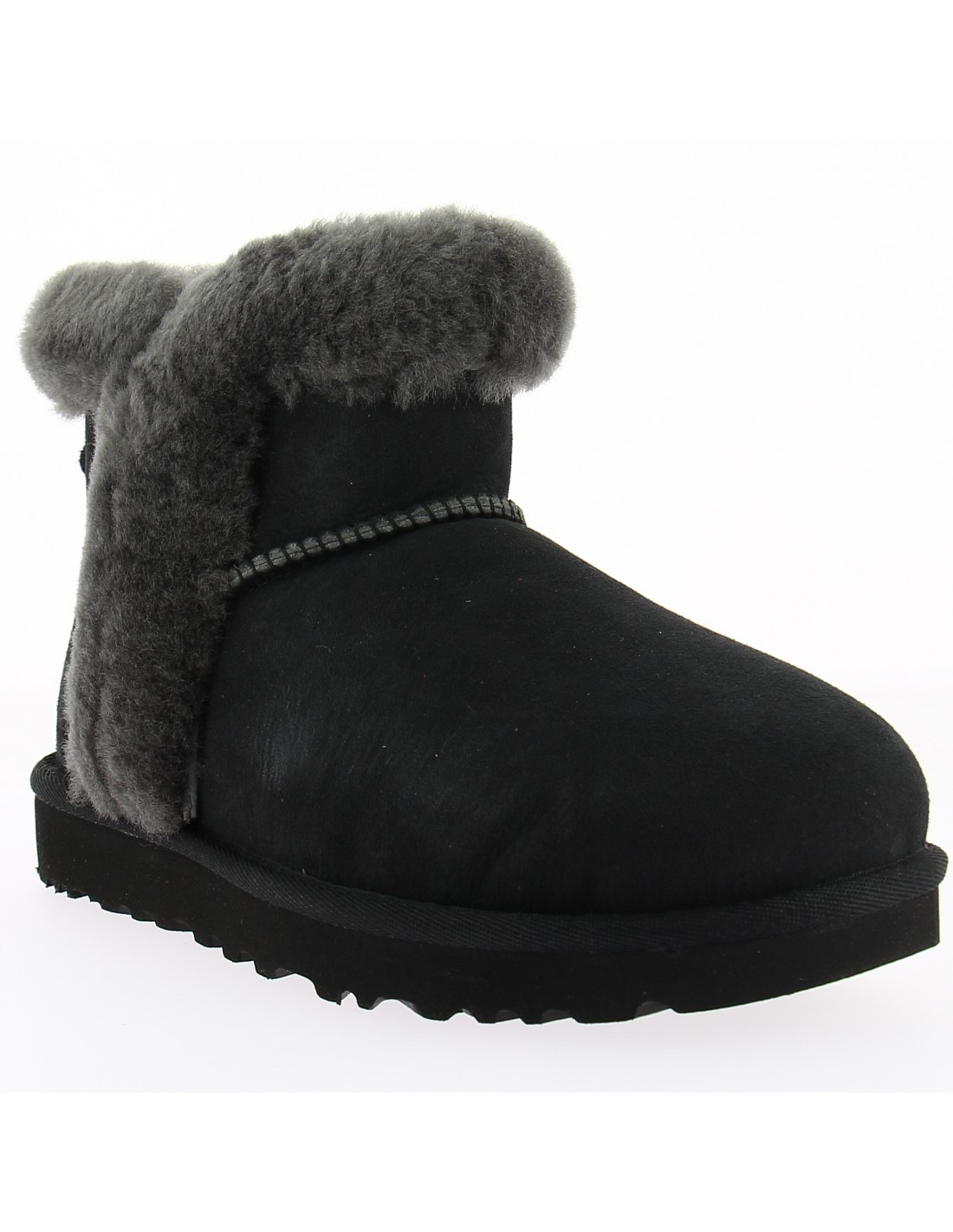ugg boots femme classic mini heritage fluff daim noir
