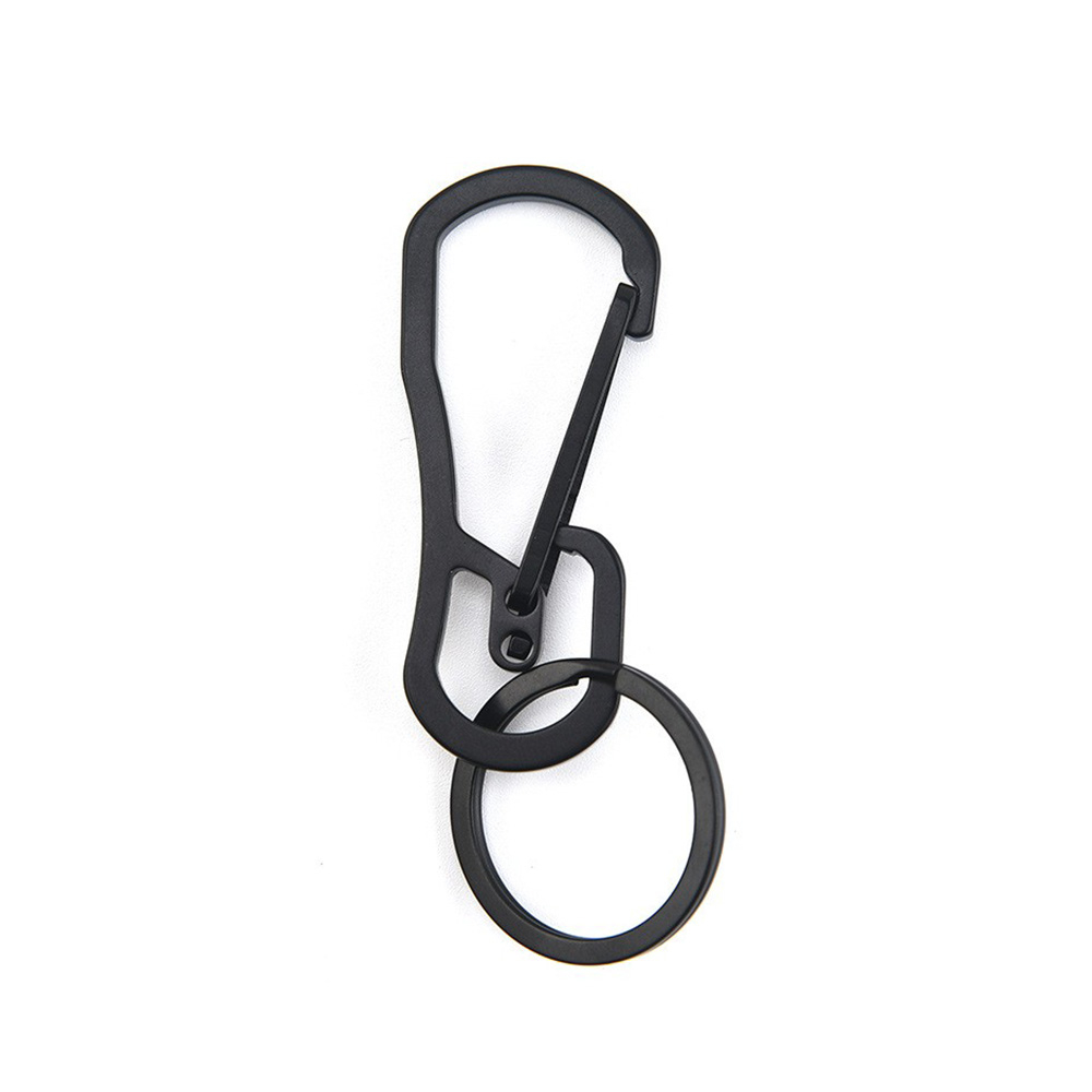 Edelstahl Karabiner Schlüsselanhänger Zubehör Halter mit Spaltring - Schwarz