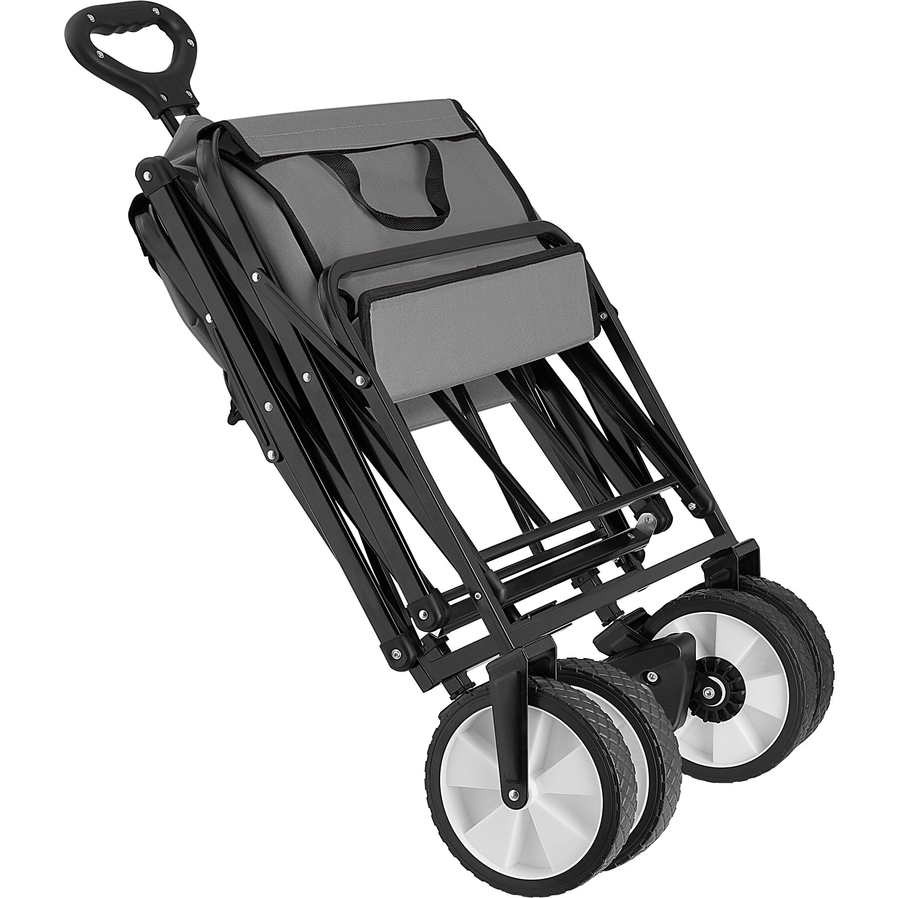 tectake® Bollerwagen, faltbar, abnehmbarer Stoffeinsatz mit 2 Netztaschen, inklusive Tragetasche, Belastbarkeit 80 kg
