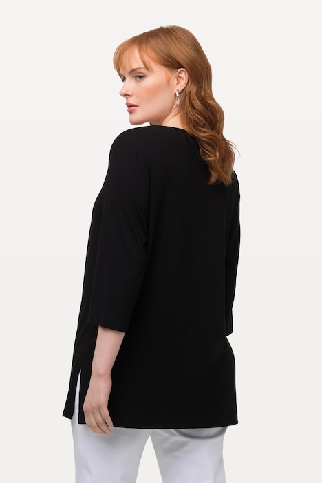 Shirt, tiefer Rundhalsausschnitt, 3/4 Arm