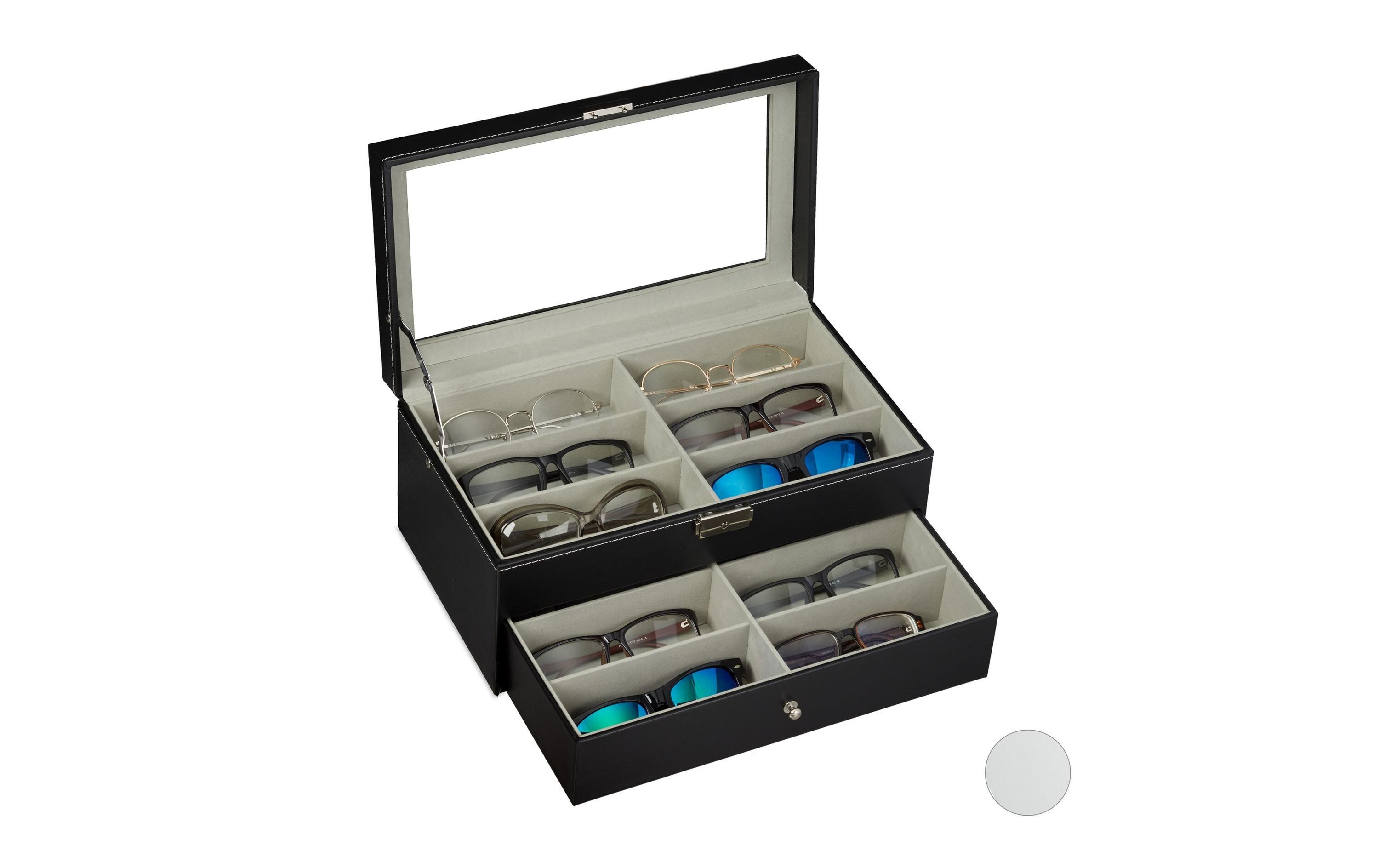 Brillenbox für 12 Brillen 15.5 cm, SchwarzBrillenkasten