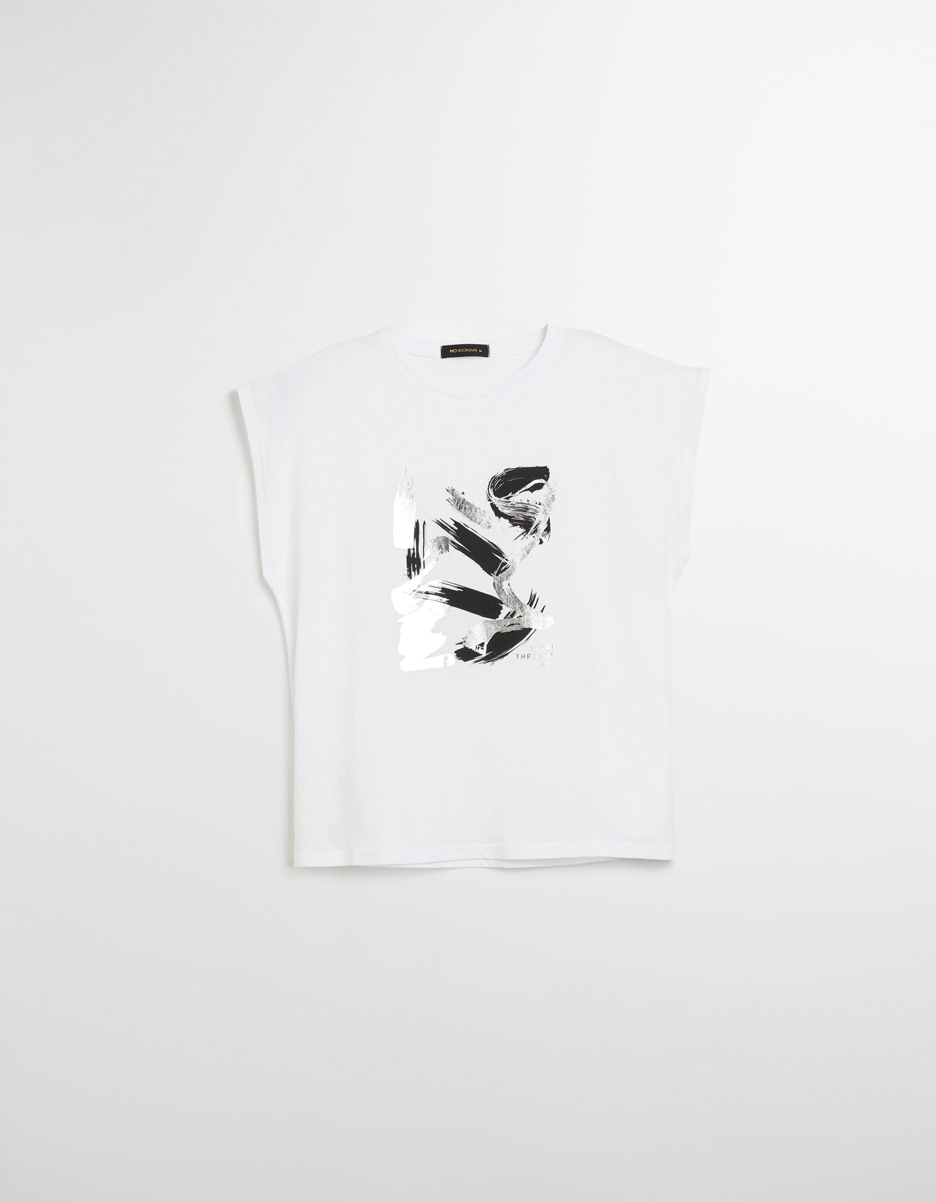 T-shirt Estampado Foil, Mulher, Branco