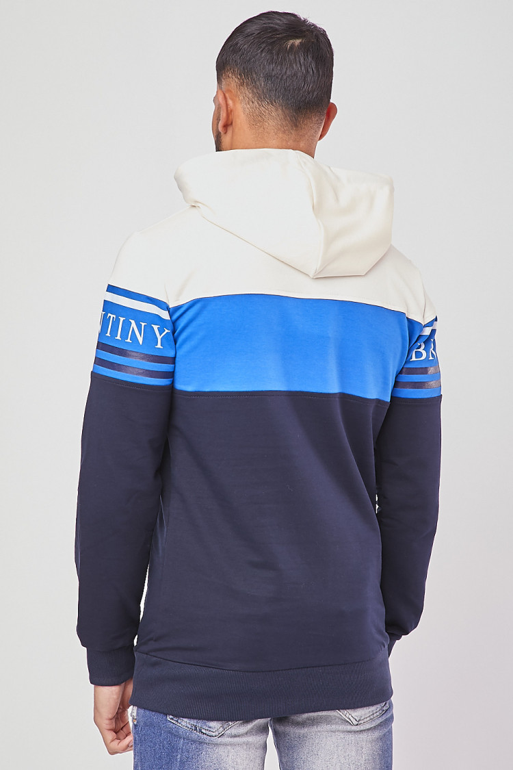 Sweat à capuche blanc et bleu BRENTINY PARIS