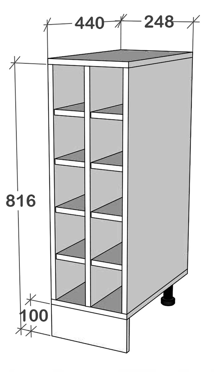 Keukenkast wijnrek Esilo 25cm wit