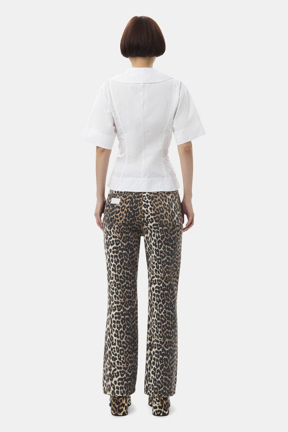 Ganni Cotton Poplin Wrap Blouse Bright white