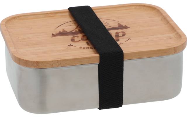 Camplife Edelstahldose mit Bambusdeckel und Gummiband