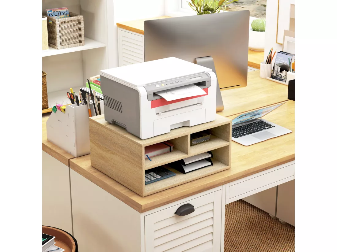 Organiseur de bureau 3 compartiments panneaux aspect chêne clair
