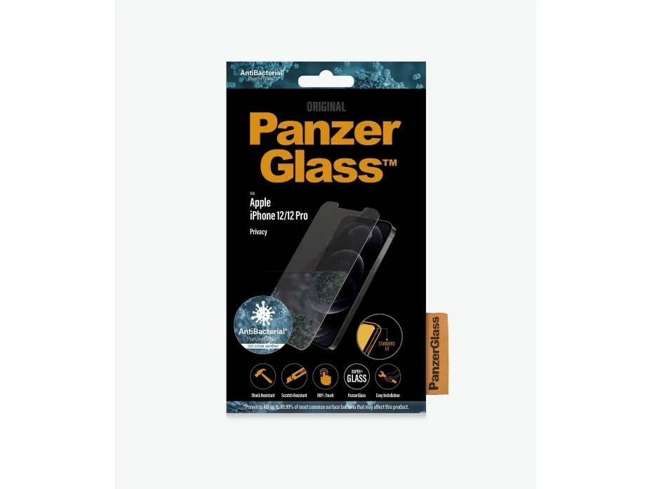 PanzerGlass™ | Privacy Edition - Skærmbeskyttelse til mobiltelefon - Standard-fit - Krystalklar | Apple iPhone 12/12 Pro