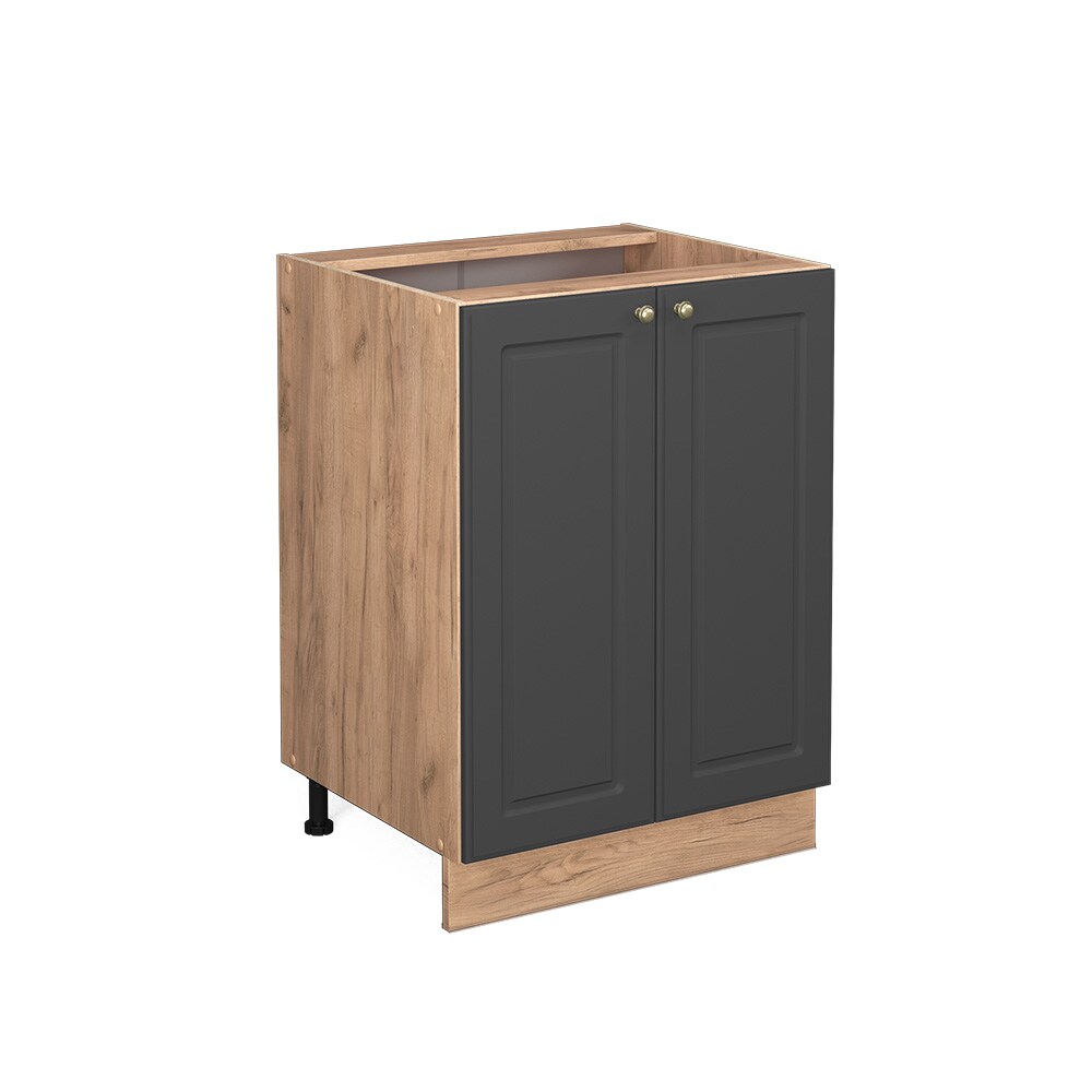 Vicco Unterschrank Küchenschrank Küchenmöbel Fame-Line Eiche Anthrazit-Gold Landhaus 60 cm Küche Einbauküche Drehtür Einlegeboden Blende Küchenzeile