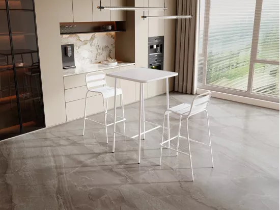 Lot de 2 chaises hautes de jardin empilables en métal - Blanc - MIRMANDE de MYLIA
