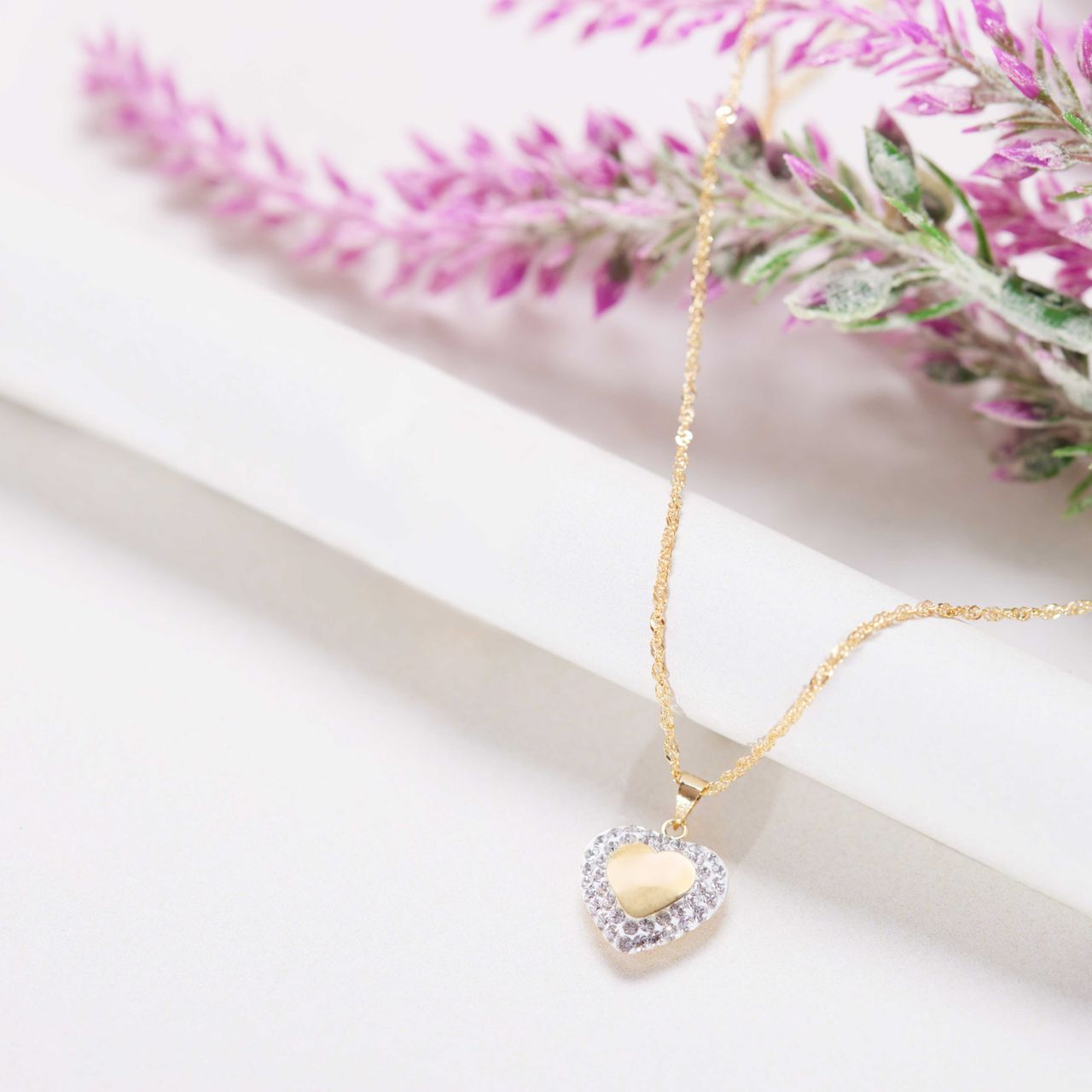14 karaat geelgouden ketting met hanger hart