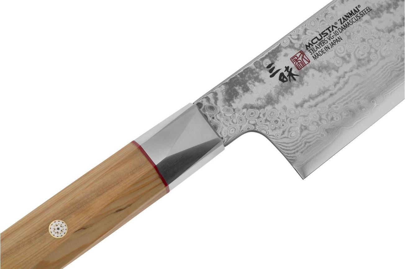 Mcusta Zanmai Santoku ZBX2-3003DS, 33-Layer Damascus/VG10, Hinoki Handle, Knivesandtools Exclusive, santoku, 18 cm