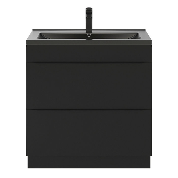 Ensemble salle de bains l.80 cm meuble à poser Imandra noir mat + plan vasque céramique noir