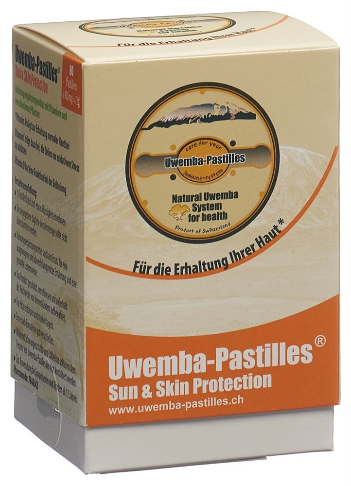 UWEMBA-PASTILLES Sun & Skin Protection Pastillen 900 mg Ds 80 Stk