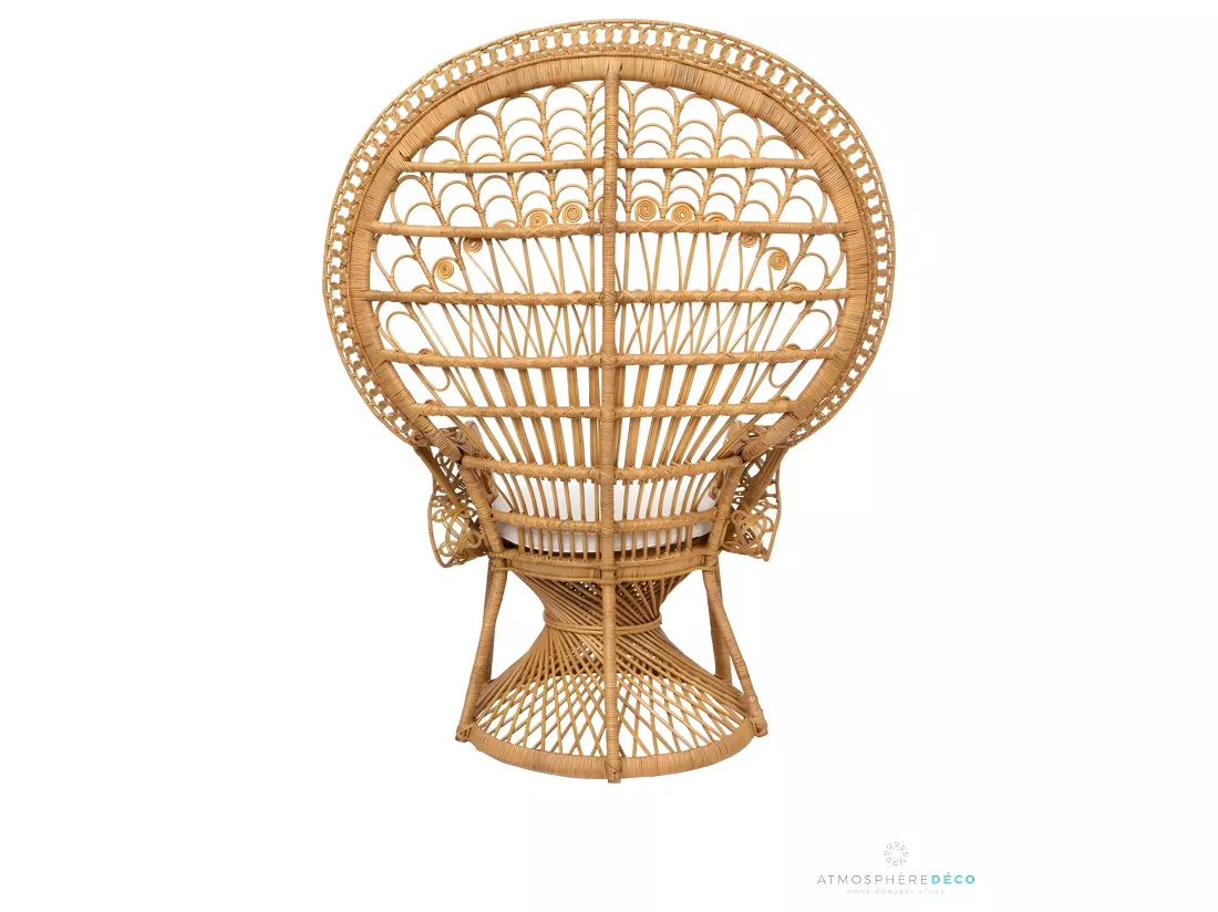 Fauteuil en rotin coloris naturel - L. 115 x P. 70 x H. 150 cm