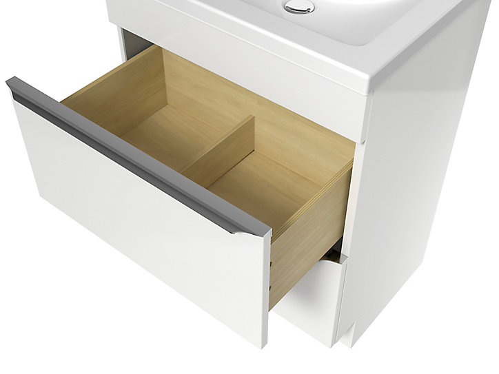 Meuble sous vasque à poser GoodHome Imandra blanc 60 cm + plan vasque Nira