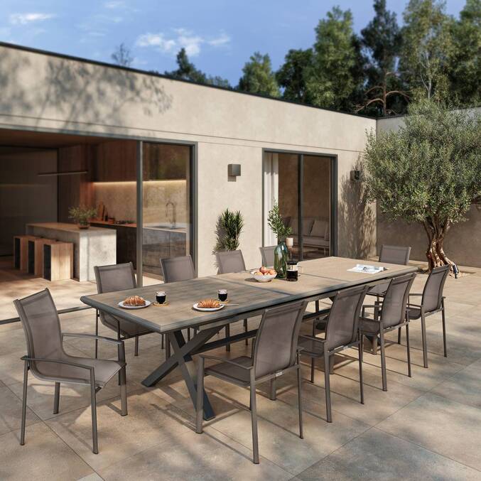 Fauteuil de jardin empilable AXANT Wengé / Praline
