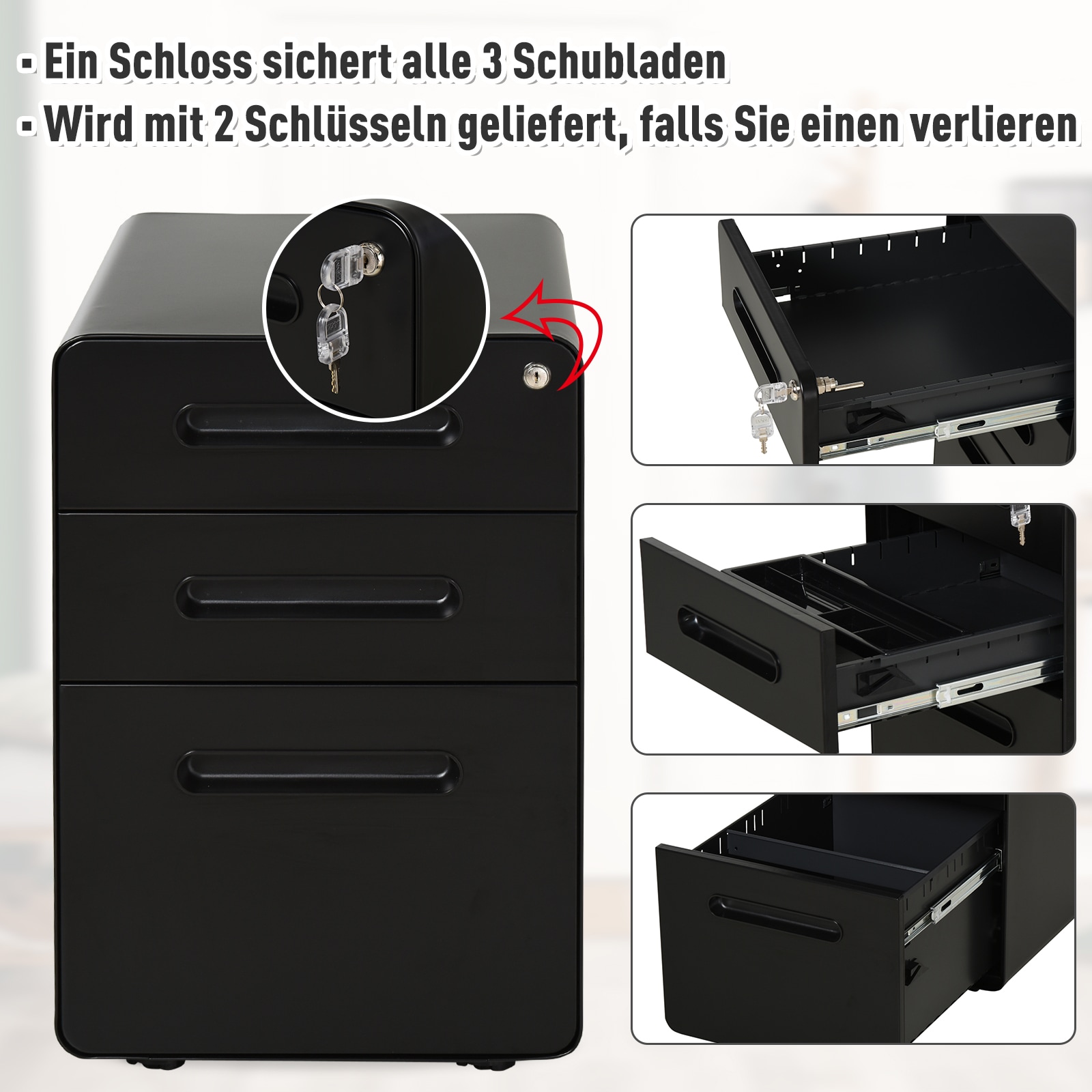 Vinsetto Aktenschrank mit Schließfach 39 x 48 x 59 cm (BxTxH)