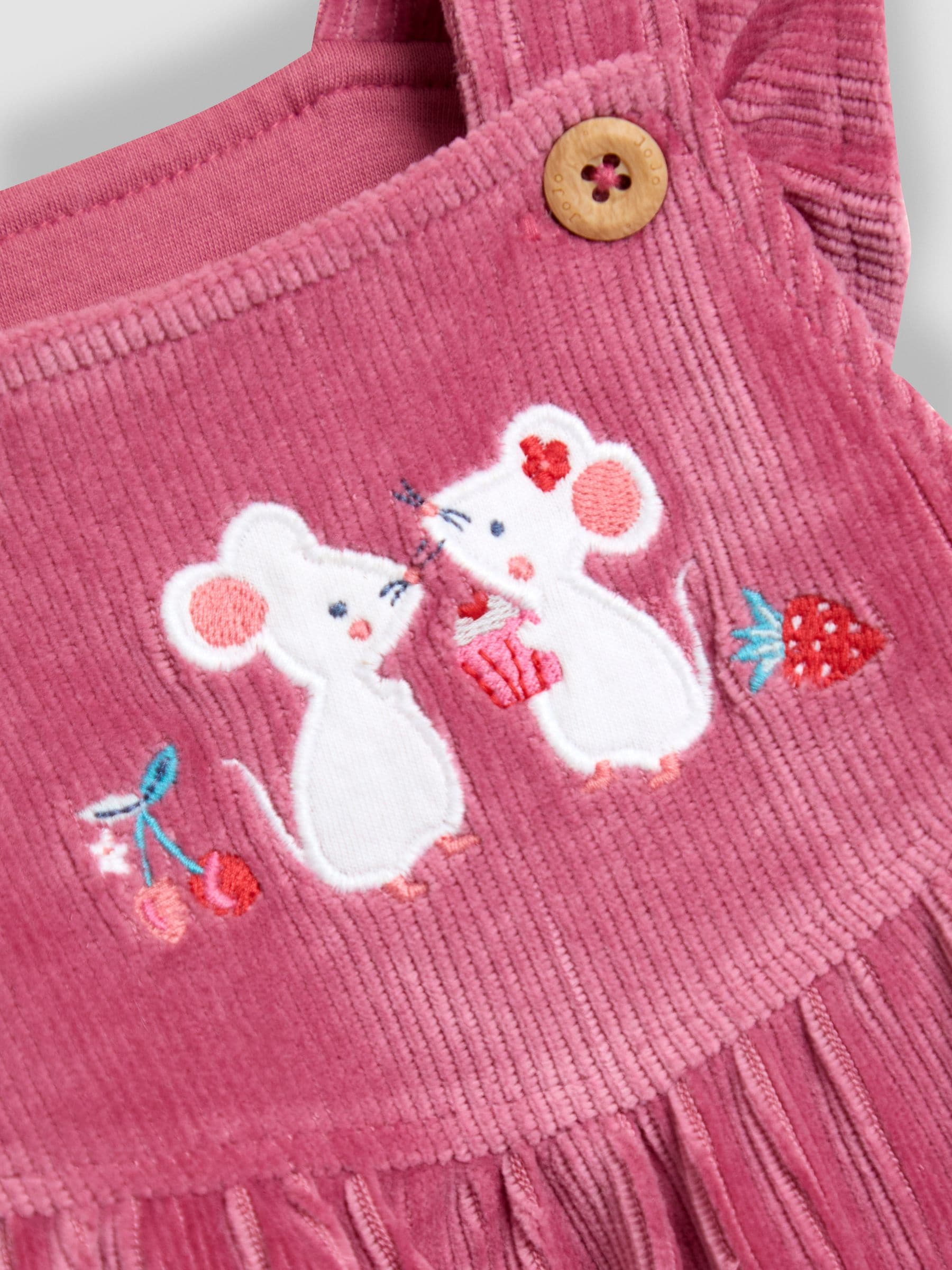 JoJo Maman Bébé Appliqué Velour Dungarees & Top Set