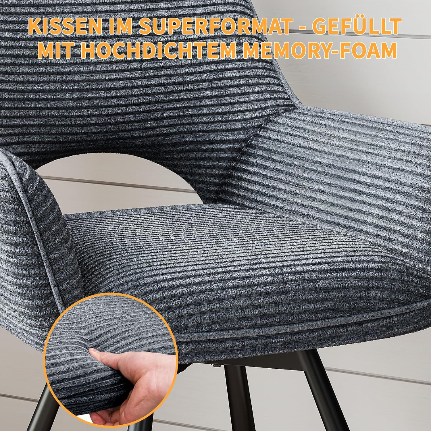 esszimmerstühle 4er Set Drehbar 360°,Armlehnstuhl mit Metallbeinen,geeignet als Stühle Esszimmer,Samt Stuhl,Küchenstühle,Wohnzimmerstuhl,Polsterstuhl mit Samtigem Gefühl,Grau