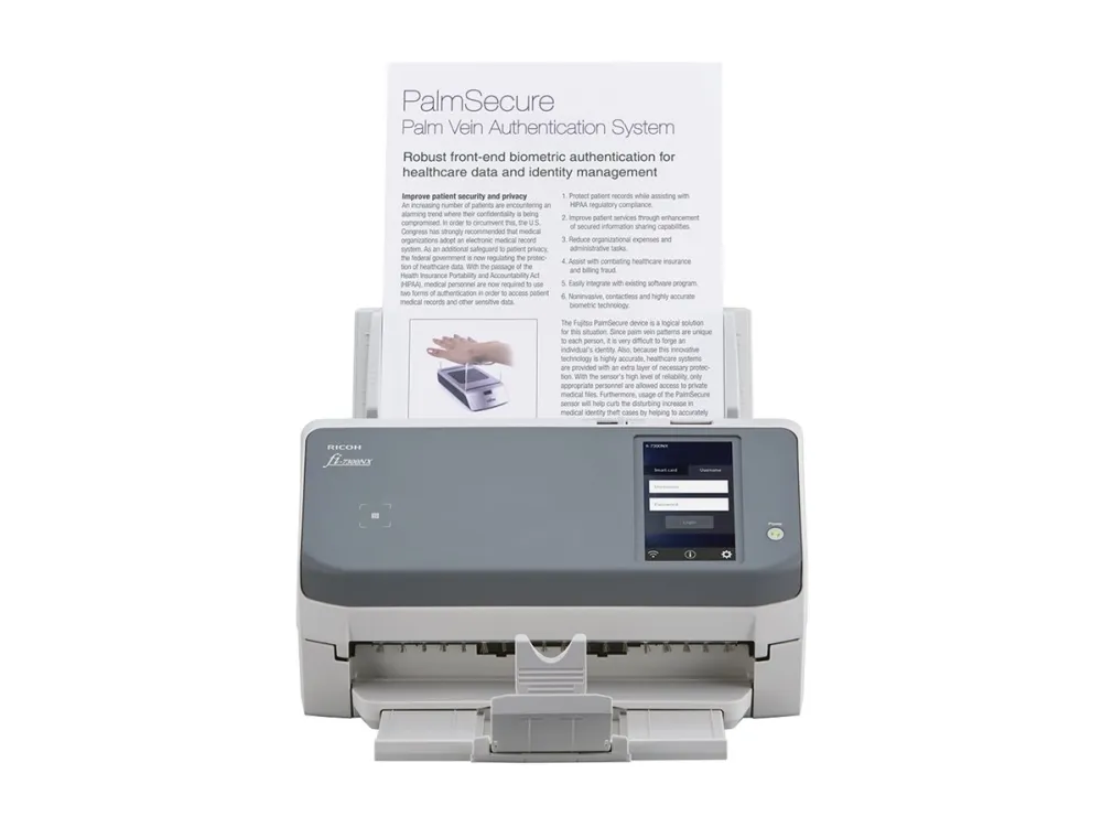 Ricoh fi-7300NX - Dokumentscanner - Dual CCD - Duplex - 216 x 355.6 mm - 600 dpi x 600 dpi - op til 60 ppm (mono) / op til 60 ppm (farve) - ADF (80 ark) - op til 4000 scanninger pr. dag - Gigabit LAN, USB 3.1 Gen 1