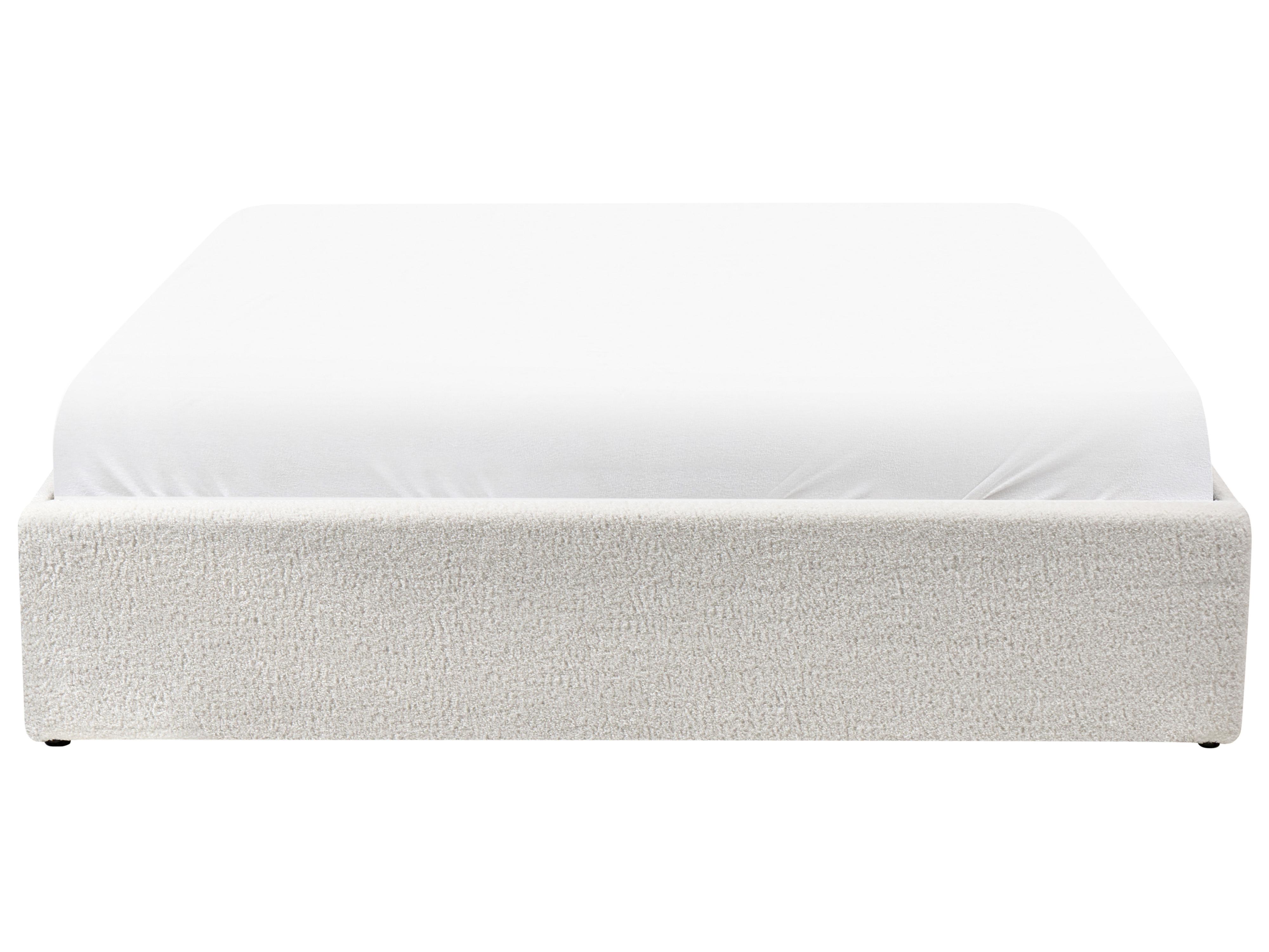 Opbergbed zonder hoofdbord Bouclé DINAN 140 x 200 cm Gebroken wit