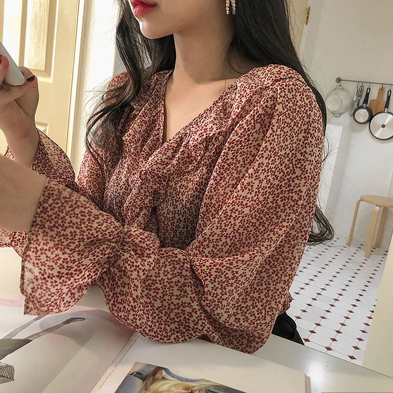 Brigitte - Blouse met lange mouwen en ballonmotief met bloemenprint