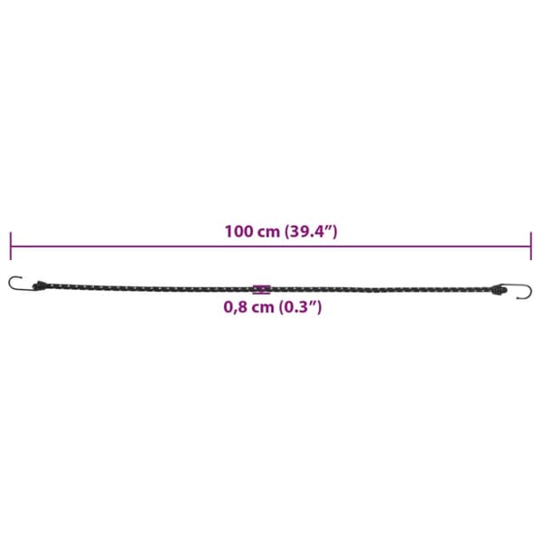 vidaXL Strikksnorer med refleksstrimler og kroker 10 stk 100 cm