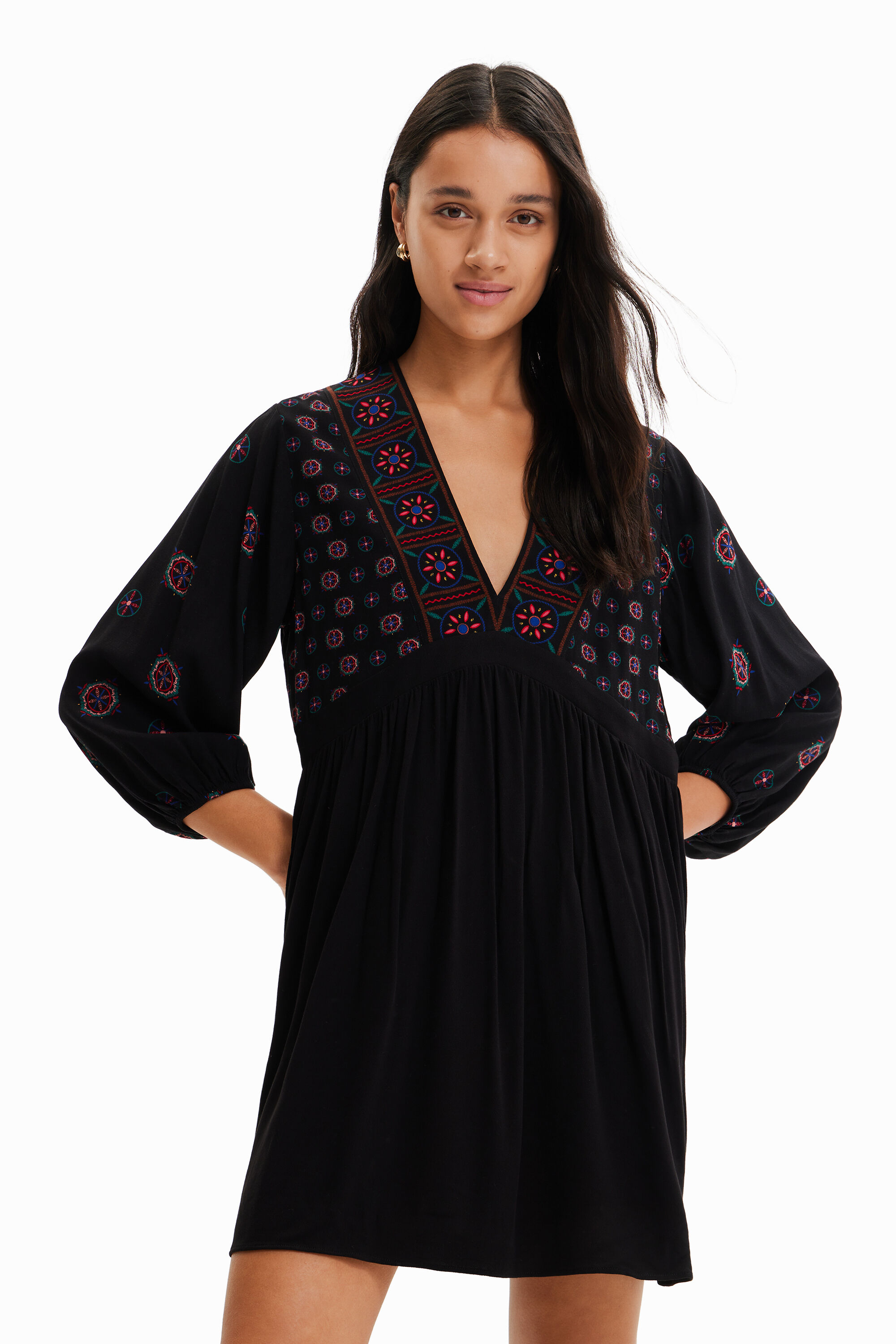 Robe courte imprimé ethnique