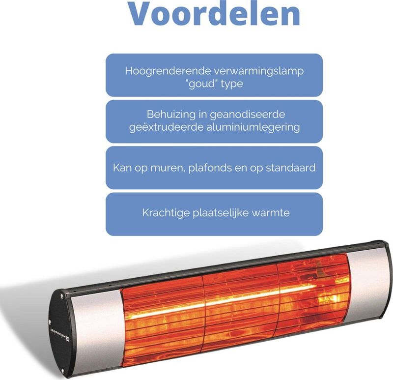 Kemper - Plein Air - Elektrische Terrasverwarmer - Rood - Aluminium - 1500W