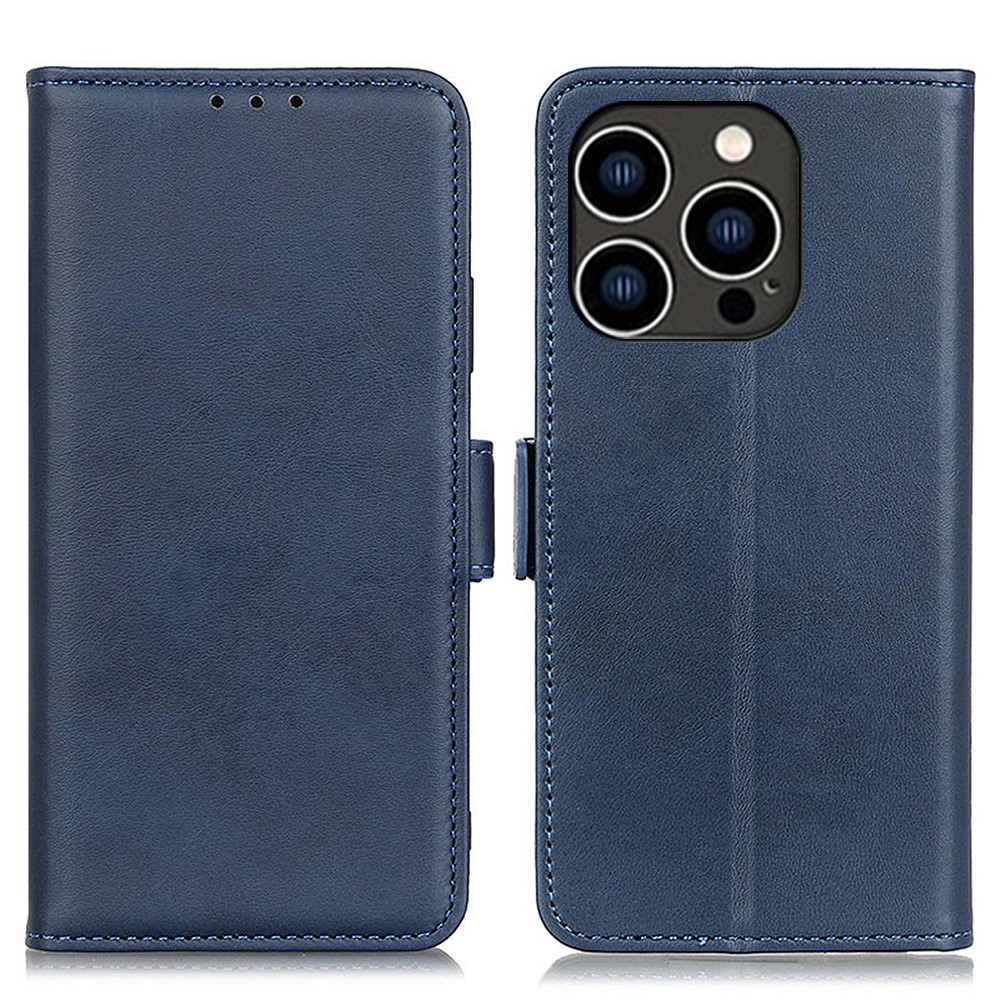 iPhone 15 Pro Max Vintage Leder Tasche Flip Cover mit Kartenfächer - Dunkelblau