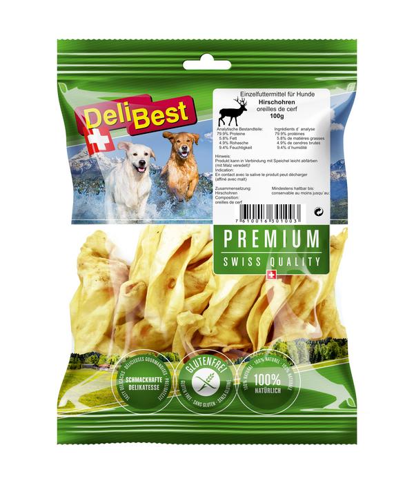 DeliBest Premium Hundesnack Hirschohren, 100 g