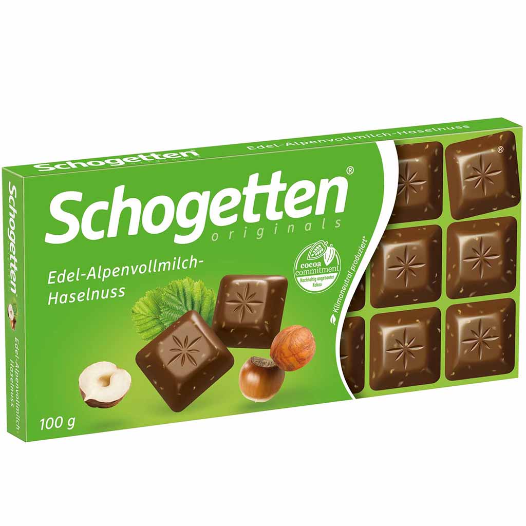 Schogetten Edel-Alpenvollmilch-Haselnuss 100g MHD:30.9.25
